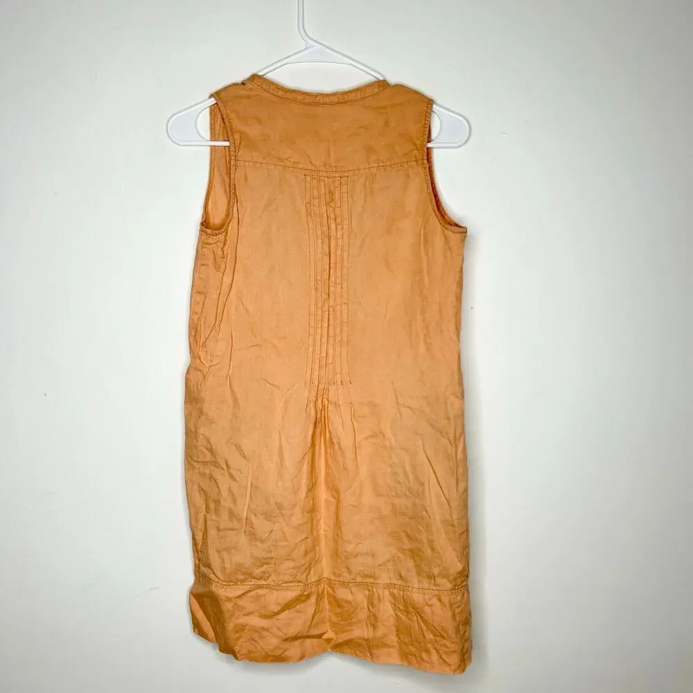 Quince 100% European Linen Sleeveless Swing Dress Terracota Orange - Picture 6 of 6